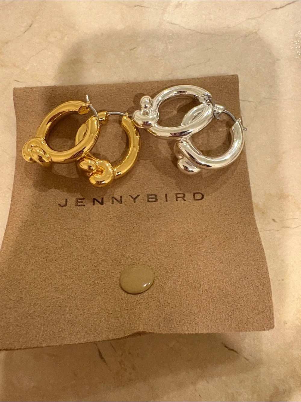 Jenny Bird Hoop Earrings — Gold & Silver